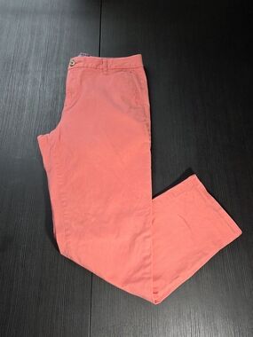 Tommy Hilfiger Women's Straight Chino Pants Coral Khaki Regular Length Size 12